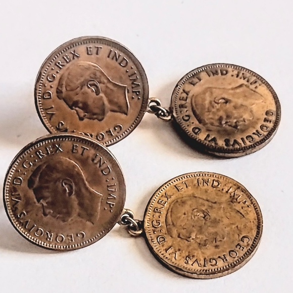 🆕 Vintage Estate 12K Gold Filled Canadian Maple Leaf Copper Penny Earrings - Picture 2 of 7